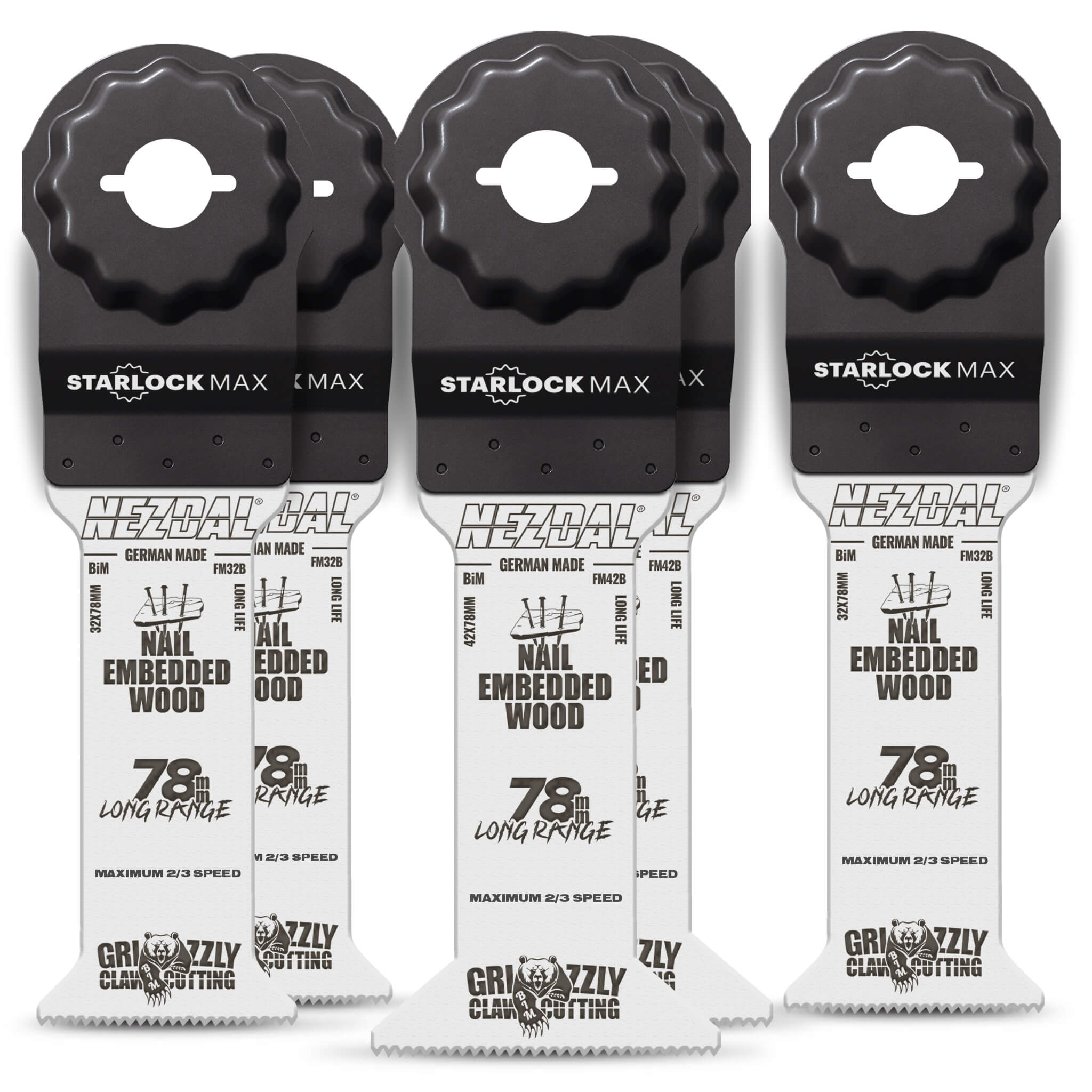 5 Stück Starlock Max Klingen mit einer vollen Schnitttiefe von 78 mm für Multi-Tools
